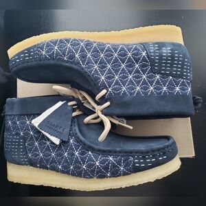 Clarks Blue Chukka Boots with Geometric Pattern